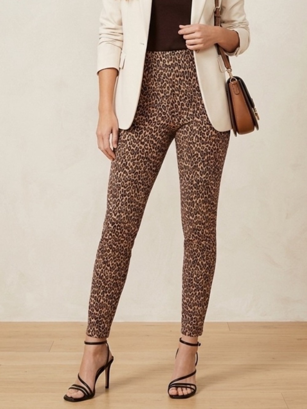 Ann Taylor The Animal Print Side Zip Pull On Stretch Legging Women’s Size XL
